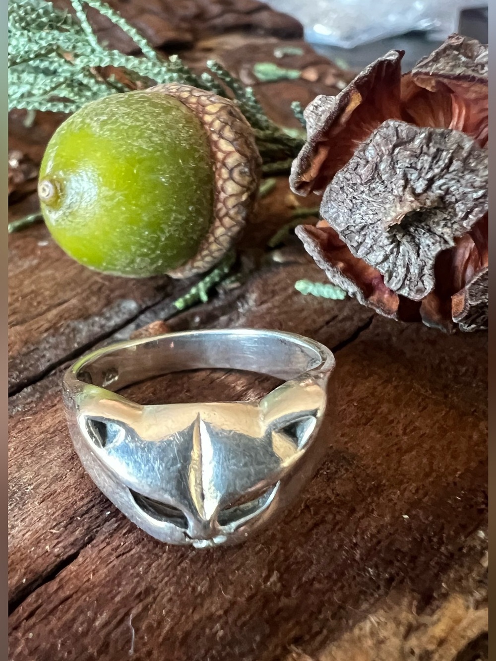Artisan Sterling Cat Kitty Ring Silver 925 Animal Pet Eyes Cutout